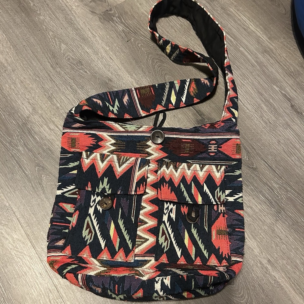 Hippie Inspired Boho Shoulder Bag MultiColored Concert Festival Granny Crossbody